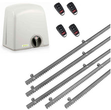 Φόρτωση εικόνας στο εργαλείο προβολής Συλλογής, Σετ μηχανισμού συρόμενης πόρτας PROTECO Strike-5 με πινακοδέκτη, 4 τηλεχειριστήρια και 5m μεταλλική κρεμαγιέρα