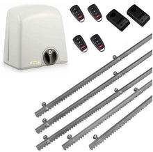 Φόρτωση εικόνας στο εργαλείο προβολής Συλλογής, Σετ μηχανισμού συρόμενης πόρτας PROTECO Strike-5 με πινακοδέκτη, 4 τηλεχειριστήρια, 5m μεταλλική κρεμαγιέρα και φωτοκύτταρα ενσύρματα