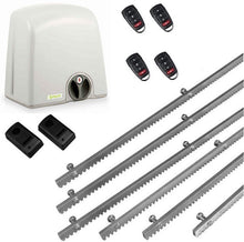 Φόρτωση εικόνας στο εργαλείο προβολής Συλλογής, Σετ μηχανισμού συρόμενης πόρτας PROTECO Strike-5 με πινακοδέκτη, 4 τηλεχειριστήρια, 6m μεταλλική κρεμαγιέρα και φωτοκύτταρα ενσύρματα