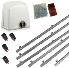 Φόρτωση εικόνας στο εργαλείο προβολής Συλλογής, Σετ μηχανισμού συρόμενης πόρτας PROTECO Strike-5 με πινακοδέκτη, 4 τηλεχειριστήρια, 6m μεταλλική κρεμαγιέρα και φωτοκύτταρα ασύρματα