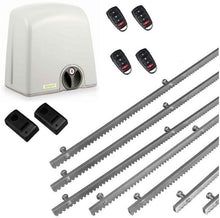 Φόρτωση εικόνας στο εργαλείο προβολής Συλλογής, Σετ μηχανισμού συρόμενης πόρτας PROTECO Strike-5 με πινακοδέκτη, 4 τηλεχειριστήρια, 7m μεταλλική κρεμαγιέρα και φωτοκύτταρα ενσύρματα