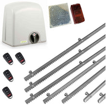 Φόρτωση εικόνας στο εργαλείο προβολής Συλλογής, Σετ μηχανισμού συρόμενης πόρτας PROTECO Strike-5 με πινακοδέκτη, 4 τηλεχειριστήρια, 7m μεταλλική κρεμαγιέρα και φωτοκύτταρα ασύρματα