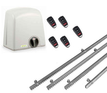 Φόρτωση εικόνας στο εργαλείο προβολής Συλλογής, Σετ μηχανισμού συρόμενης πόρτας PROTECO Strike-5 με πινακοδέκτη, 5 τηλεχειριστήρια και 4m μεταλλική κρεμαγιέρα