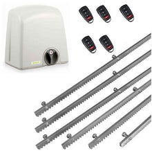 Φόρτωση εικόνας στο εργαλείο προβολής Συλλογής, Σετ μηχανισμού συρόμενης πόρτας PROTECO Strike-5 με πινακοδέκτη, 5 τηλεχειριστήρια και 6m μεταλλική κρεμαγιέρα