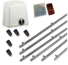 Φόρτωση εικόνας στο εργαλείο προβολής Συλλογής, Σετ μηχανισμού συρόμενης πόρτας PROTECO Strike-5 με πινακοδέκτη, 5 τηλεχειριστήρια, 6m μεταλλική κρεμαγιέρα και φωτοκύτταρα ασύρματα