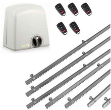 Φόρτωση εικόνας στο εργαλείο προβολής Συλλογής, Σετ μηχανισμού συρόμενης πόρτας PROTECO Strike-5 με πινακοδέκτη, 5 τηλεχειριστήρια και 7m μεταλλική κρεμαγιέρα