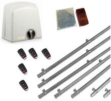 Φόρτωση εικόνας στο εργαλείο προβολής Συλλογής, Σετ μηχανισμού συρόμενης πόρτας PROTECO Strike-5 με πινακοδέκτη, 5 τηλεχειριστήρια, 7m μεταλλική κρεμαγιέρα και φωτοκύτταρα ασύρματα