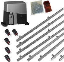 Φόρτωση εικόνας στο εργαλείο προβολής Συλλογής, Σετ μηχανισμού συρόμενης πόρτας VDS SL1000-OIL με ενσωματωμένο πινακοδέκτη, 5 τηλεχειριστήρια, 8m μεταλλική κρεμαγιέρα και φωτοκύτταρα ασύρματα