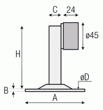 Φόρτωση εικόνας στο εργαλείο προβολής Συλλογής, διαστάσεις του στοπ για ανοιγόμενες πόρτες Brevetti Adem 191