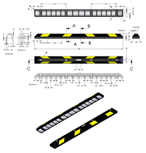 Φόρτωση εικόνας στο εργαλείο προβολής Συλλογής, Διαστάσεις επαγγελματικού απλού μεγάλου στοπ τροχών πάρκινγκ PARK-DH-PB-2