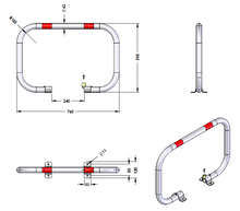 Φόρτωση εικόνας στο εργαλείο προβολής Συλλογής, διαστάσεις αρθρωτής μπάρας για πάρκινγκ τύπου C με 2 πόδια