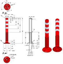 Φόρτωση εικόνας στο εργαλείο προβολής Συλλογής, Εύκαμπτο Κολωνάκι Σήμανσης PU 75cm PARK-DH-FP-80-PU-M_Διαστάσεις