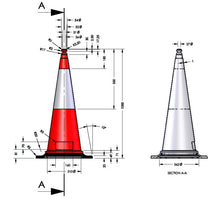 Φόρτωση εικόνας στο εργαλείο προβολής Συλλογής, Διαστάσεις όψης Πλαστικού κώνου παρκαρίσματος 100 cm με βαριά βάση PARK-DH-PE-3
