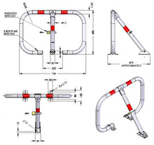 Φόρτωση εικόνας στο εργαλείο προβολής Συλλογής, Διαστάσεις αρθρωτής μπάρας για πάρκινγκ τύπου C με 3 πόδια