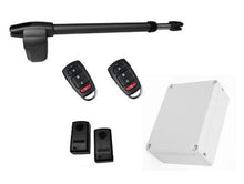 Φόρτωση εικόνας στο εργαλείο προβολής Συλλογής, Οικονομικό, πλήρες κιτ μηχανισμού ανοιγόμενης πόρτας μονόφυλλης αριστερής με ένα μοτέρ LINCE 400 (αριστερό), πινακοδέκτη ProfelmNet 3114 σε στεγανό πλαστικό κουτί, σετ ενσύρματα φωτοκύτταρα ασφαλείας και δύο τηλεχειριστήρια