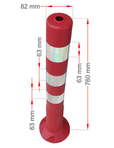 Εύκαμπτο Πλαστικό Κολωνάκι PU 75cm PARK-DH-FP-80-PU-M διαστάσεις