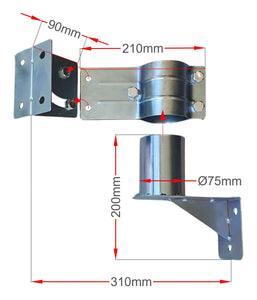 Βάση καθρέπτη 80 cm PARK-S-1580-80  με διαστάσεις
