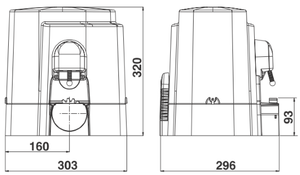Διαστάσεις συρόμενου μοτέρ γκαραζόπορτας RIB K1400