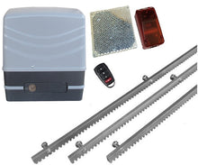 Φόρτωση εικόνας στο εργαλείο προβολής Συλλογής, Μηχανισμός συρόμενης πόρτας NORTON FCM 400 με 1 τηλεχειριστήριο, 3m μεταλλική κρεμαγιέρα και φωτοκύτταρα ασύρματα
