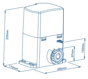 Διαστάσεις μοτέρ συρόμενης πόρτας NORTON-1000-OIL
