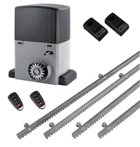 NORTON-1000-OIL (Kit-Standard) S, μηχανισμός συρόμενης πόρτας σε μπάνιο λαδιού με μοτέρ γκαραζόπορτας NORTON-1000-OIL, με ενσωματωμένο πινακοδέκτη, 4m μεταλλική κρεμαγιέρα, 1 ζεύγος φωτοκύτταρα και 2 τηλεχειριστήρια