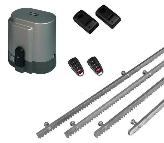 Σετ RIB K800 (Kit-Standard S) με μηχανισμό συρόμενης πόρτας RIB K800, ενσωματωμένο πινακοδέκτη S5060T, 4m μεταλλική κρεμαγιέρα, 1 ζεύγος φωτοκύτταρα και 2 τηλεχειριστήρια