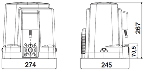 Διαστάσεις μοτέρ συρόμενης πόρτας RIB K500 για έως 500 κιλά αυλόπορτα και 300 ανοιγοκλεισίματα ημερησίως