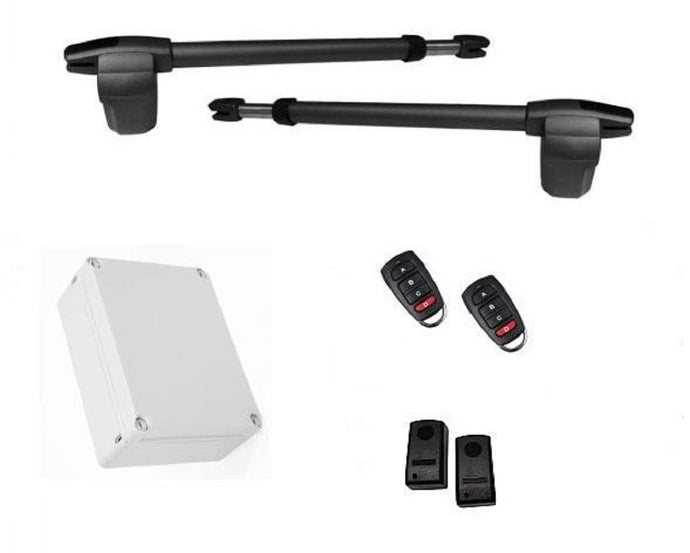 Πλήρες Κιτ μηχανισμού ανοιγόμενης πόρτας δίφυλλης με δύο μοτέρ Motorline Professional LINCE 600, πινακοδέκτη ProfelmNet 3114 σε στεγανό πλαστικό κουτί, σετ ενσύρματα φωτοκύτταρα ασφαλείας και δύο τηλεχειριστήρια