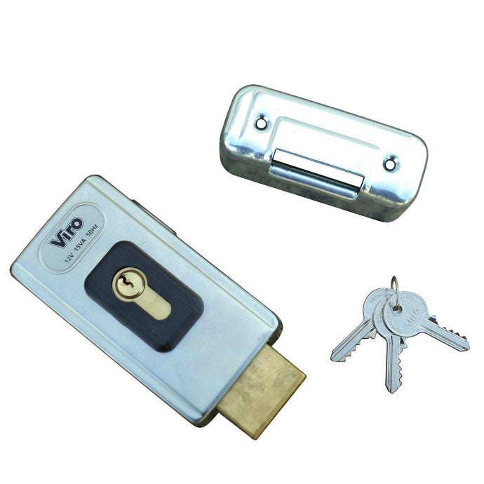 Ηλεκτρική κλειδαριά Viro V06, με μονό κύλινδρο, για μονόφυλλη ανοιγόμενη γκαραζόπορτα με μηχανισμό