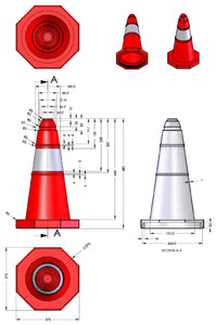 Διαστάσεις κώνου παρκαρίσματος Πλαστικός Κώνος 50 cm PARK-DH-PE-7